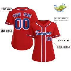 Women's Red Royal-White Classic Baseball Jersey 2