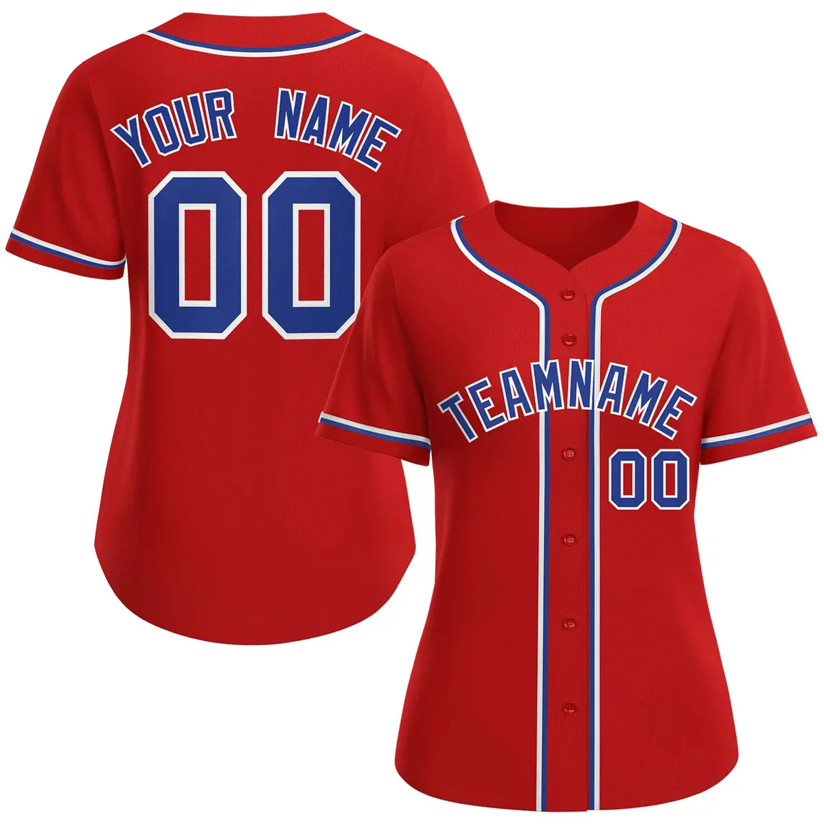Women's Red Royal-White Classic Baseball Jersey
