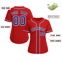 Women's Red Royal-White Classic Baseball Jersey 2
