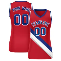 Women's Red Royal-White Thick Slash Mesh Basketball Jersey 1