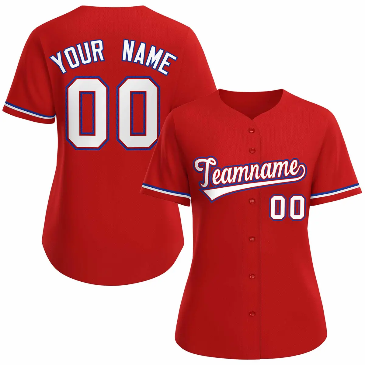 Women's Red White Classic Baseball Jersey