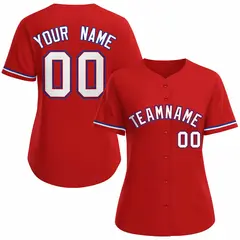 Women's Red White Classic Baseball Jersey 1