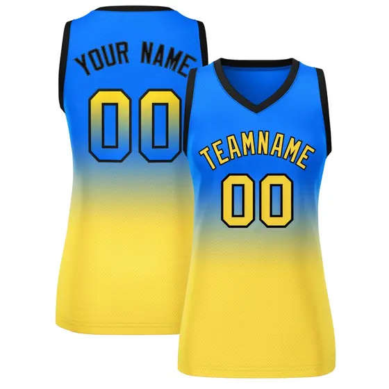 Women's Royal Gold Gradient Mesh Basketball Jersey