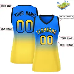 Women's Royal Gold Gradient Mesh Basketball Jersey 2
