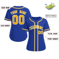 Women's Royal Gold-White Classic Baseball Jersey 2