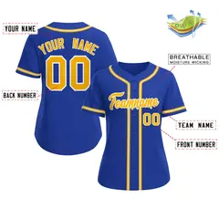 Women's Royal Gold-White Classic Baseball Jersey 2