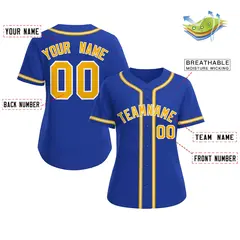 Women's Royal Gold-White Classic Baseball Jersey 2