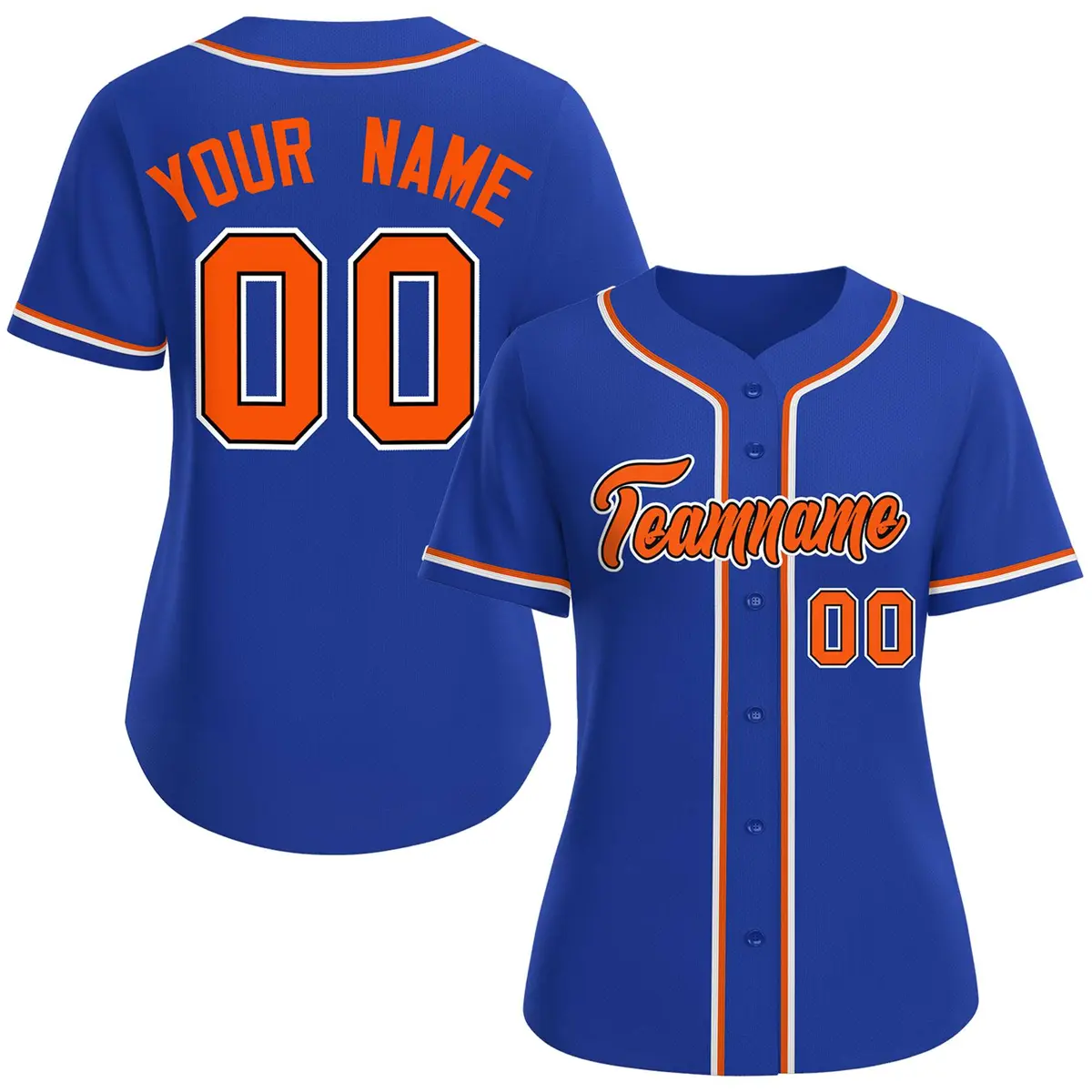 Women's Royal Orange-Black Classic Style Baseball Jersey