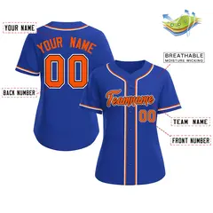 Women's Royal Orange-Black Classic Style Baseball Jersey 2