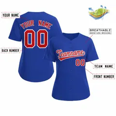 Women's Royal Red White Classic Baseball Jersey 2