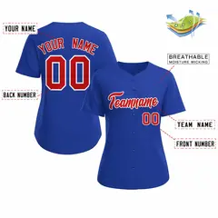 Women's Royal Red White Classic Baseball Jersey 2