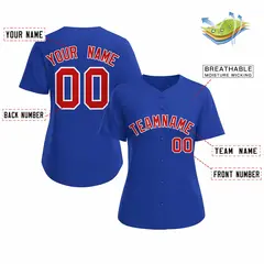 Women's Royal Red White Classic Baseball Jersey 2