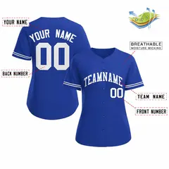 Women's Royal White Classic Baseball Jersey 2