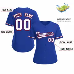 Women's Royal White Classic Baseball Jersey 2