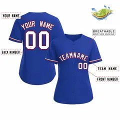 Women's Royal White Classic Baseball Jersey 2