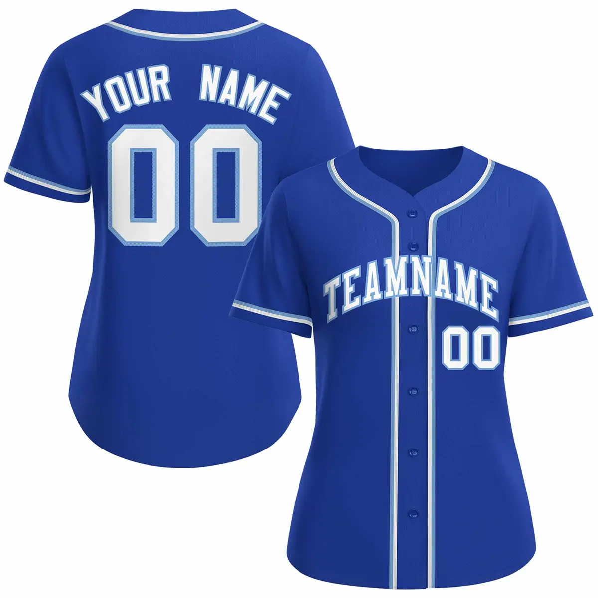 Women's Royal White Light Blue Classic Baseball Jersey
