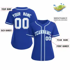 Women's Royal White Light Blue Classic Baseball Jersey 2