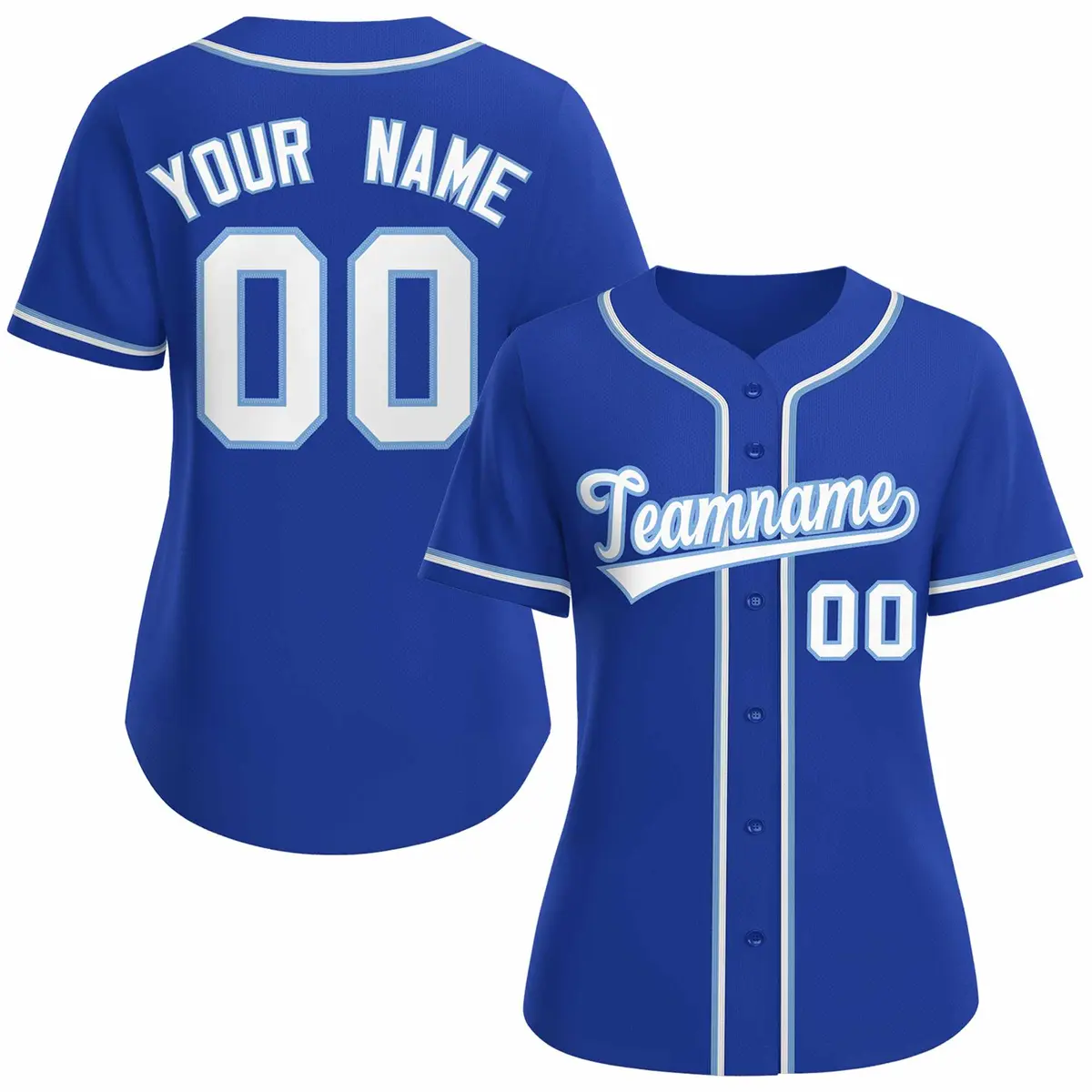Women's Royal White Light Blue Classic Baseball Jersey
