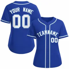 Women's Royal White Light Blue Classic Baseball Jersey 1