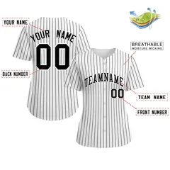 Women's White Black-White Stripe Fashion Baseball Jersey 2