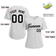 Women's White Black-White Stripe Fashion Baseball Jersey 2