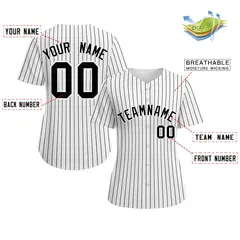 Women's White Black-White Stripe Fashion Baseball Jersey 2