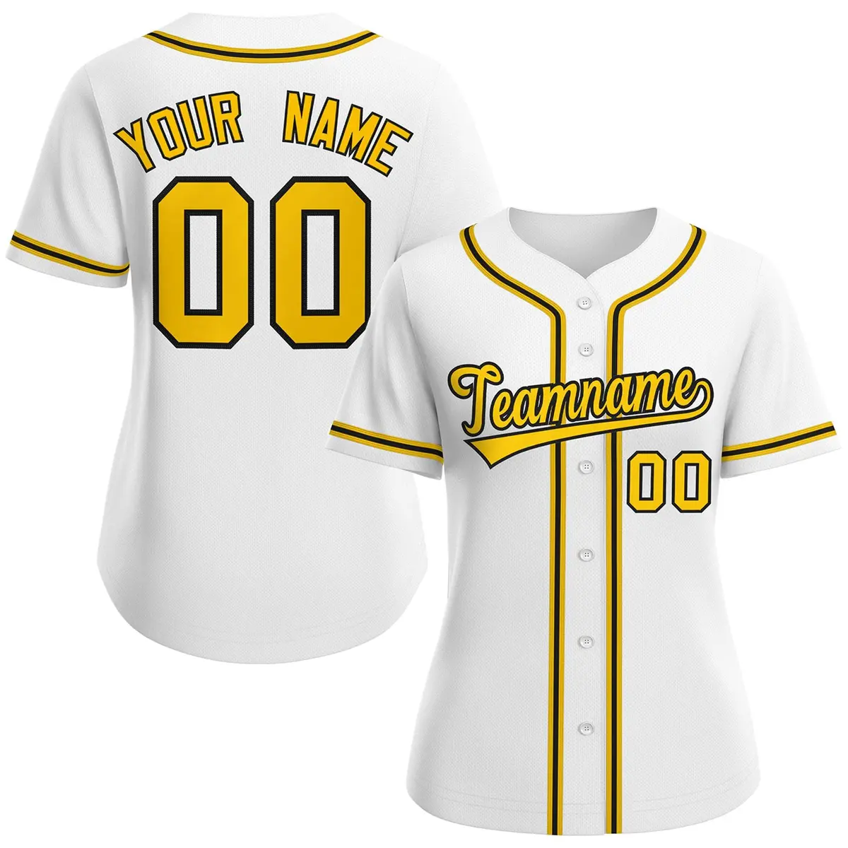 Women's White Gold-Black Classic Baseball Jersey