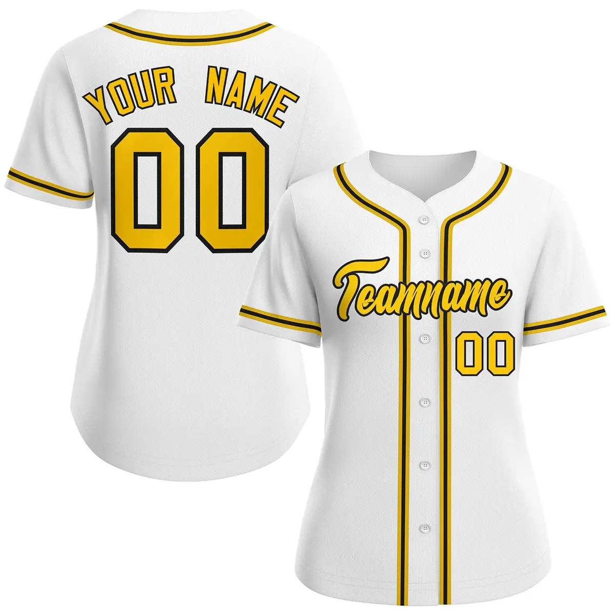 Women's White Gold-Black Classic Baseball Jersey