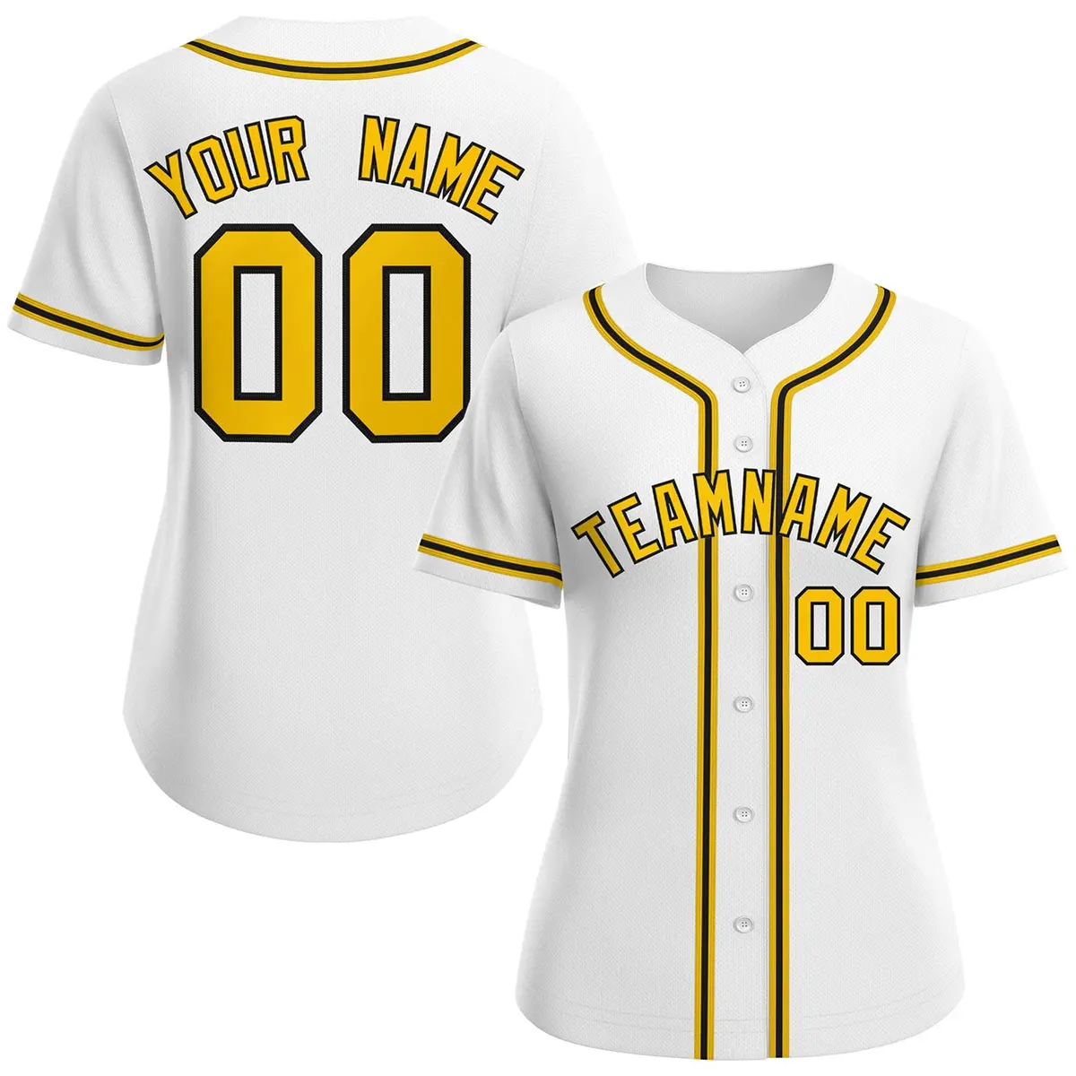 Women's White Gold-Black Classic Baseball Jersey
