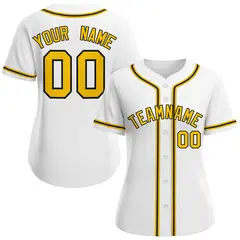 Women's White Gold-Black Classic Baseball Jersey