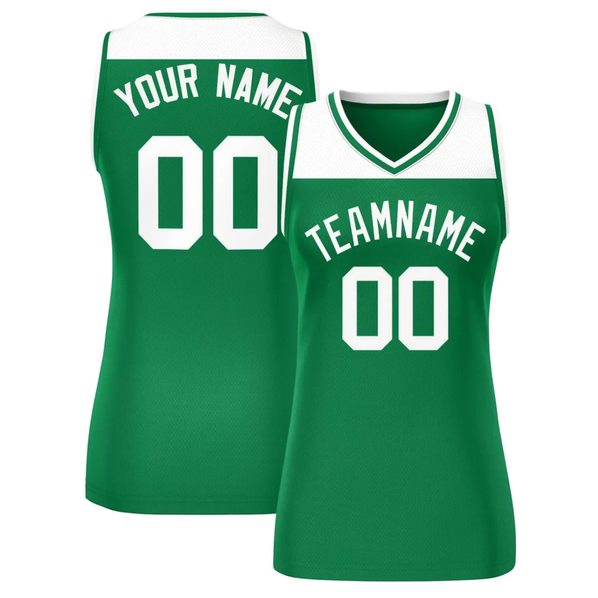 Women's White Kelly Green Color Block Mesh Basketball Jersey