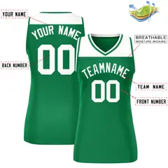 Women's White Kelly Green Color Block Mesh Basketball Jersey 2