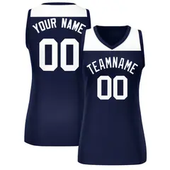 Women's White Navy Color Block Mesh Basketball Jersey 1