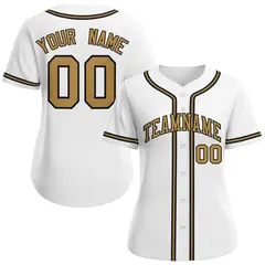 Women's White Old Gold-Black Classic Baseball Jersey 1
