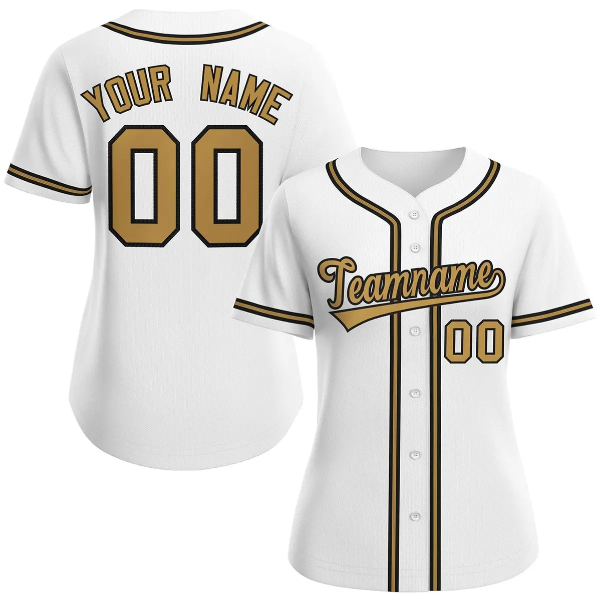 Women's White Old Gold-Black Classic Baseball Jersey