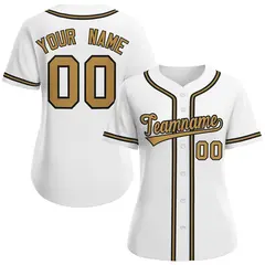 Women's White Old Gold-Black Classic Baseball Jersey