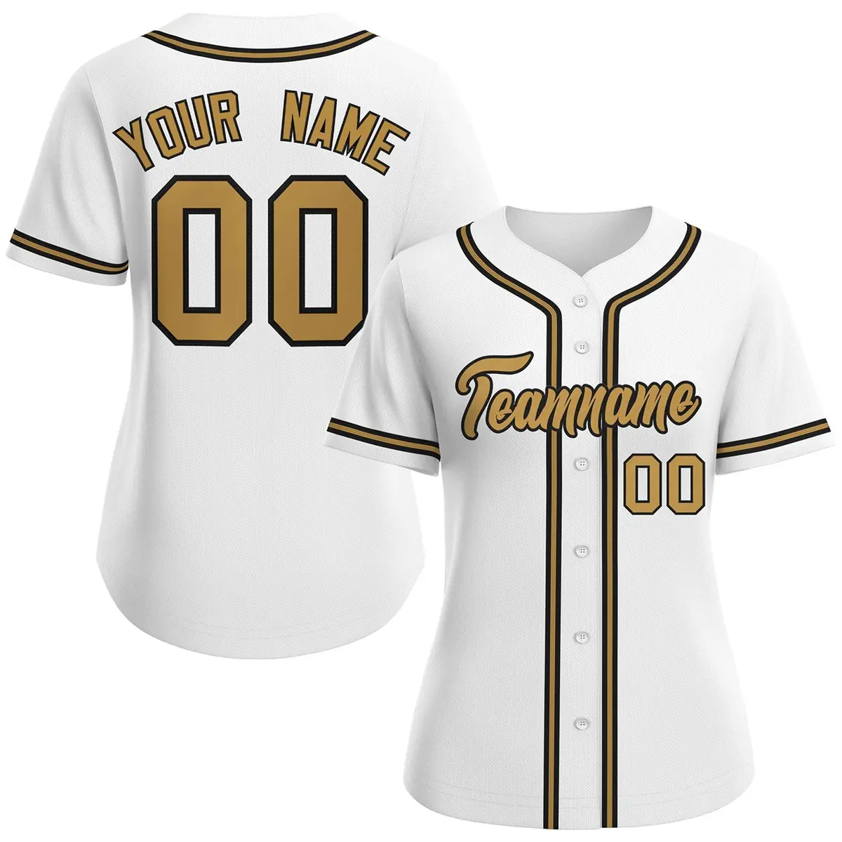 Women's White Old Gold-Black Classic Baseball Jersey