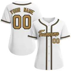 Women's White Old Gold-Black Classic Baseball Jersey 1