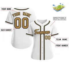 Women's White Old Gold-Black Classic Baseball Jersey 2