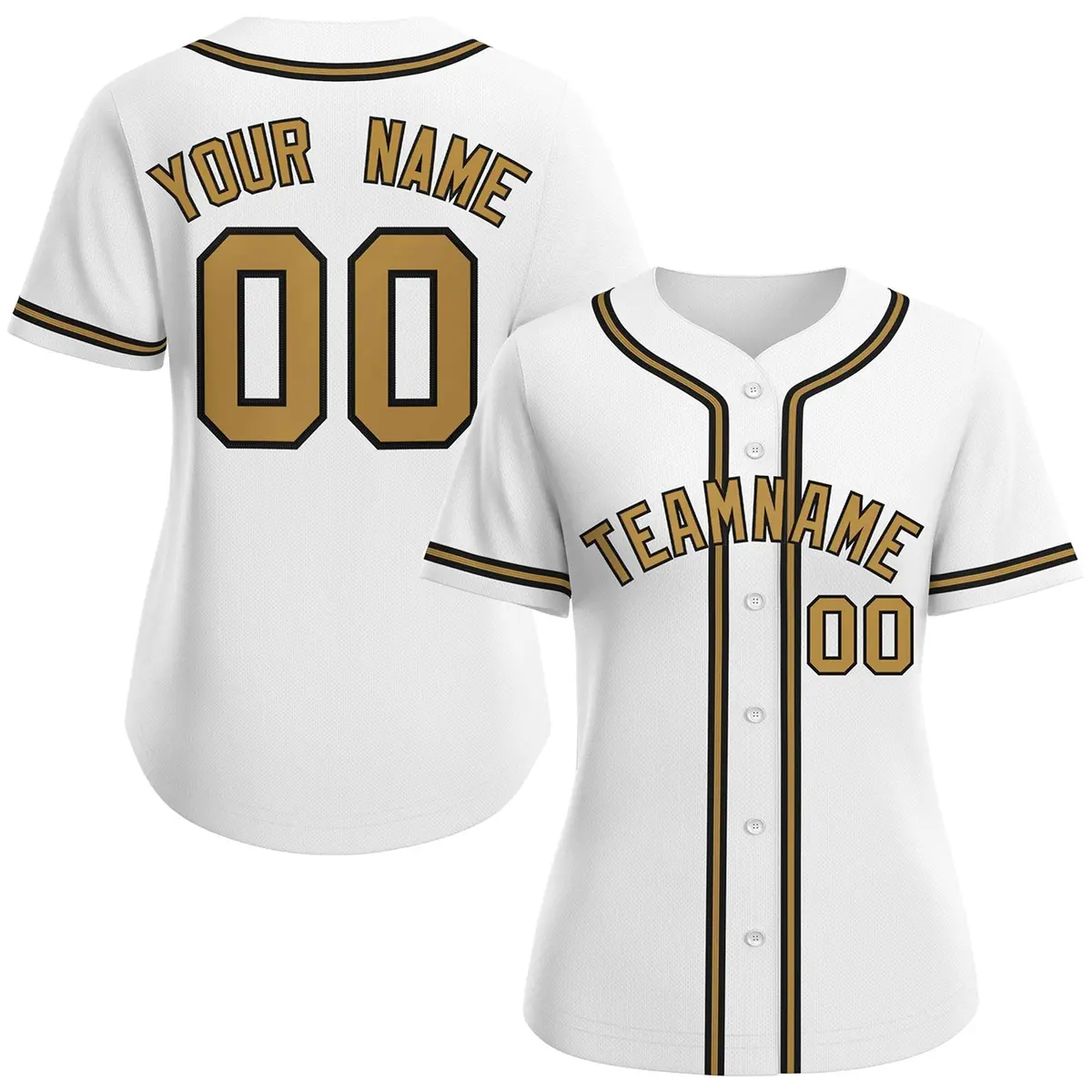 Women's White Old Gold-Black Classic Baseball Jersey