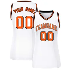 Women's White Orange-Black Classic Mesh Basketball Jersey