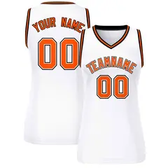 Women's White Orange-Black Classic Mesh Basketball Jersey