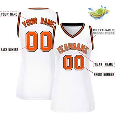 Women's White Orange-Black Classic Mesh Basketball Jersey 2