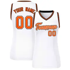 Women's White Orange-Black Classic Mesh Basketball Jersey