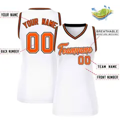 Women's White Orange-Black Classic Mesh Basketball Jersey 2