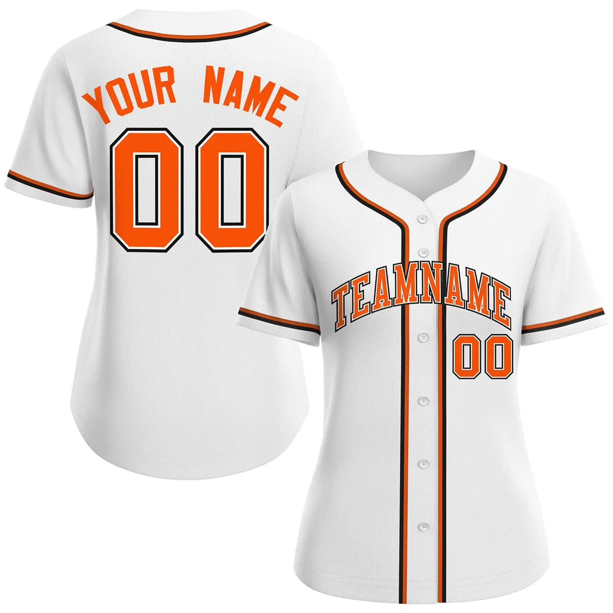 Women's White Orange-White Classic Style Baseball Jersey