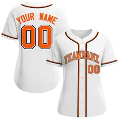 Women's White Orange-White Classic Style Baseball Jersey 1