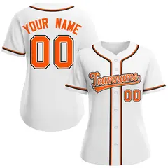 Women's White Orange-White Classic Style Baseball Jersey 1