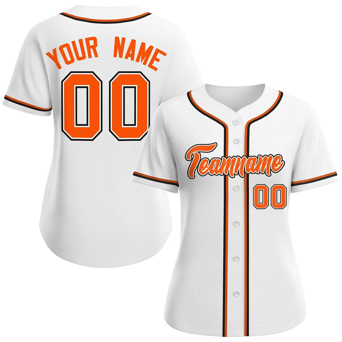 Women's White Orange-White Classic Style Baseball Jersey