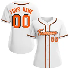 Women's White Orange-White Classic Style Baseball Jersey
